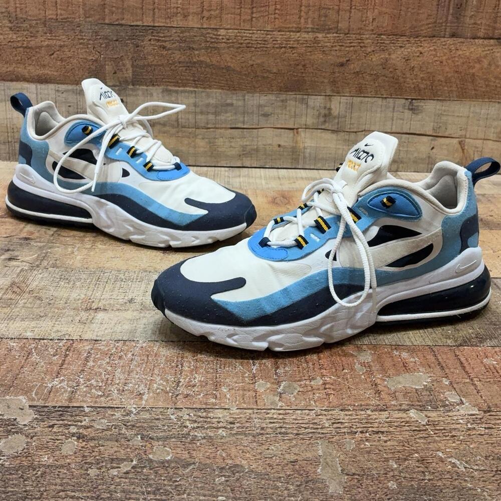 Nike Air Max 270 React Shoes Mens Size 9 42.5 White Blue Sneaker CT1264-104
